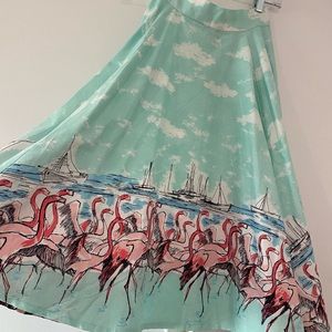 Novelty flamingo boarder print retro skirt